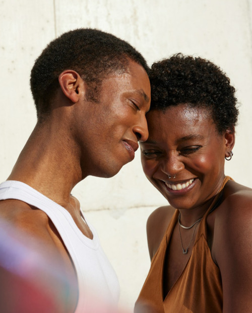 Couple embracing outside